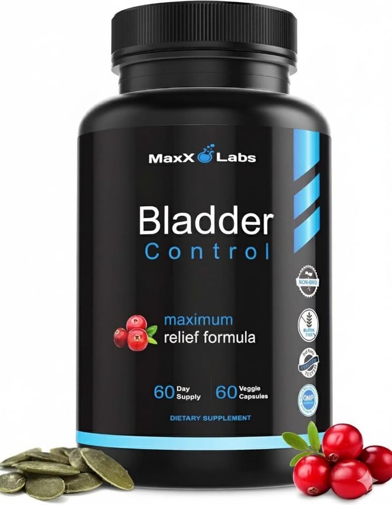 Bladder Control Supplement for Women & Men with Vitamin D3, 60 Ct | Cranberry Pills with Pumpkin Seed Oil and L-Arginine by MaxX Labs - Supports Urinary Tract Health & Helps Overactive Bladder