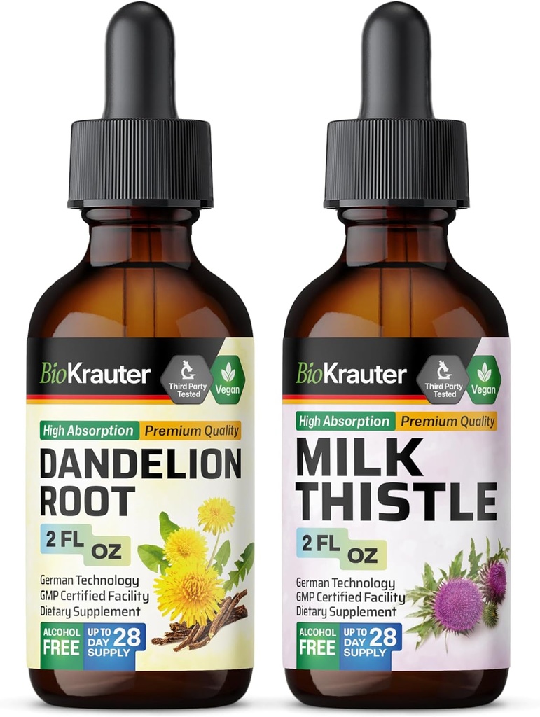 BIO KRAUTER Dandelion Tinctuur 2 Fl. Oz. & Milk Thistle Tinctuur 2 Fl. Oz.