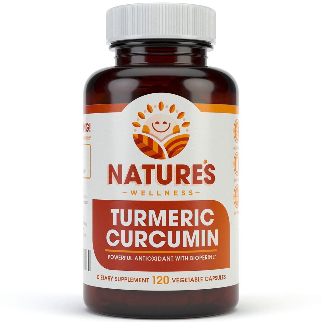 1600mg Organic Turmeric Curcumin w/Bioperine and Black Pepper | Non-GMO | Natural Joint Support | Highest Potency with 95% Standardized Curcuminoids | Gluten Free | 120 Vegetarian Caps