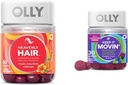 Olly Hair Gummies with Keratine & Biotin and Constipatie Relief Gummies with Rabarber & Prunes - 60 + 30 Tel.