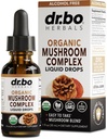 Organic Lions Mane Mushroom Complex - Mushroom Supplement Liquid Drops Tincture for Focus, Fog, Brain Health Supplements - Vegan, Herbal Organic Lion's Mane Mushrooms, Reishi, Turkey Tail Extract 1oz