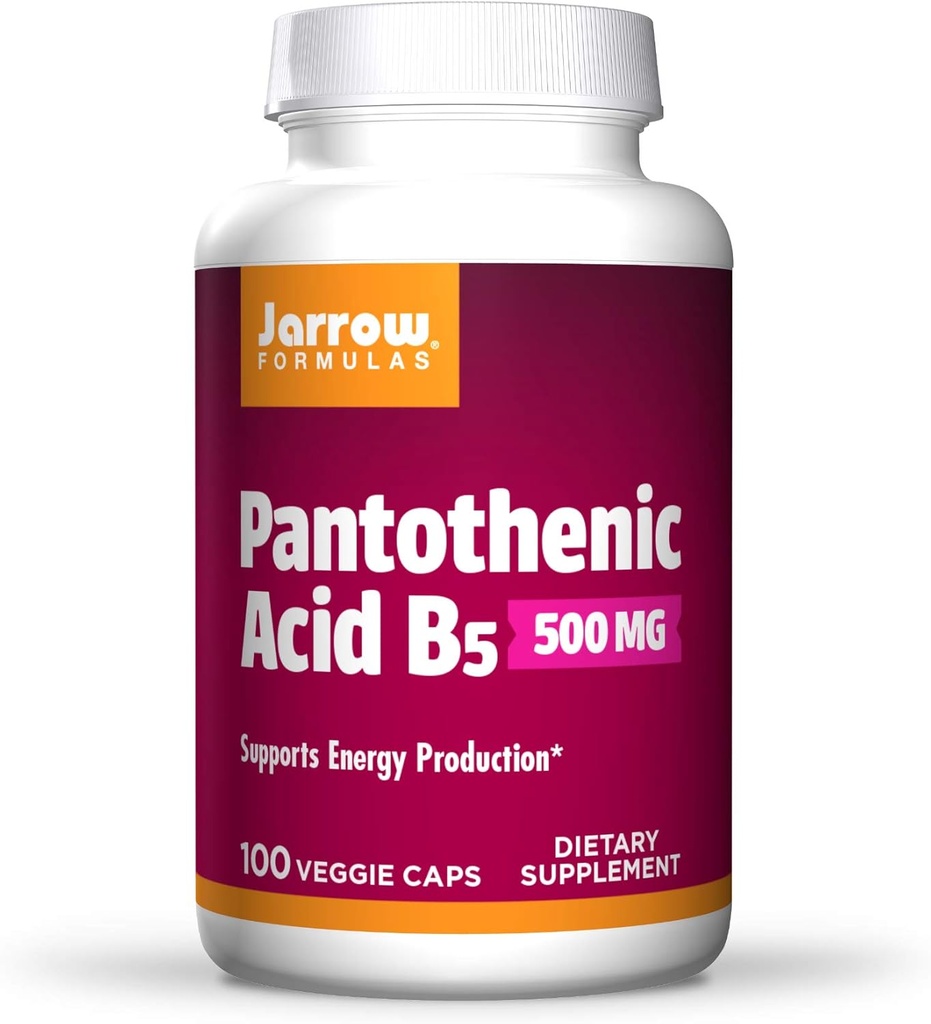Fórmulas Jarrow Ácido Pantotênico B5 500 mg - 100 tampas de legumes - Vitamina B Essential - Produção de Energia e Apoio ao Metabolismo - 100 Servings, Pacote de 3