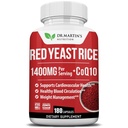 1400mg Red Yeast Rice Extract & 80mg CoQ10 Supplement 180 Count - Maintain Healthy Cholesterol Level,Support Cardiovascular, Blood Circulation for Healthy Heart, Energy, Weight Manage & Overall Health