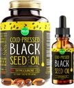 Maju Superfoods Black Seed Oil 2 oz und Black Seed Öl Kapseln Bundle