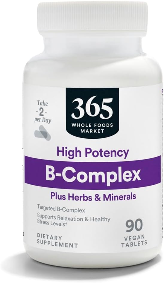 365 by Whole Foods Market, High Potency Witamina B Complex with Herbal Support Tablets, 90 CT