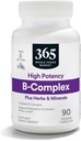 365 de Whole Foods Market, Complex de vitamina B de mare potenta cu tablete de suport pentru plante, 90 CT