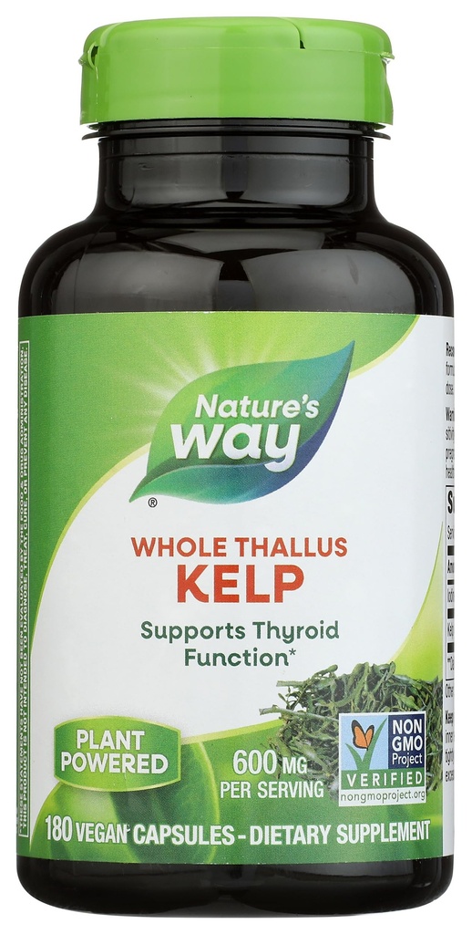Nature's Way Kelp - Kelp Supplement for Thyroid Function Support* - Botanical Ingredient - Plant-Derived Capsule - Plant-sourced Iodine - Vegan, Gluten-Free & Dairy-Free - 180 Count (180 Servings)