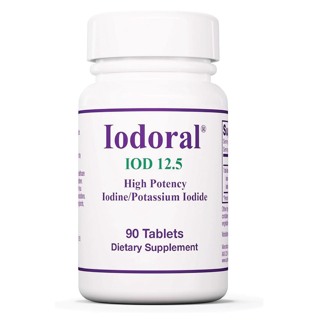 ARG Optimox Iodoral 12.5 mg - Iodine & Potassium Iodide Supplement for Thyroid & Metabolic Balance Support - Free of Soy & Gluten - 90 Servings - 90 Tablets