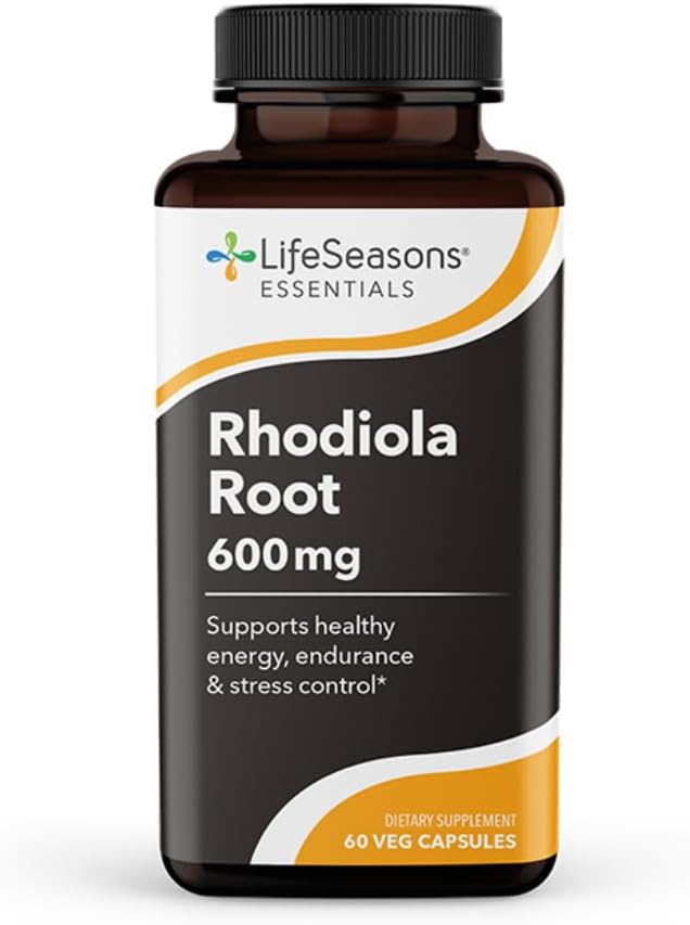 LifeSeasons Essentials Rhodiola Root - 건강한 스트레스 응답, 자연 수면주기, 두뇌 건강 및 더 많은 지원 - 2 캡슐 당 600 mg - 30 일 공급