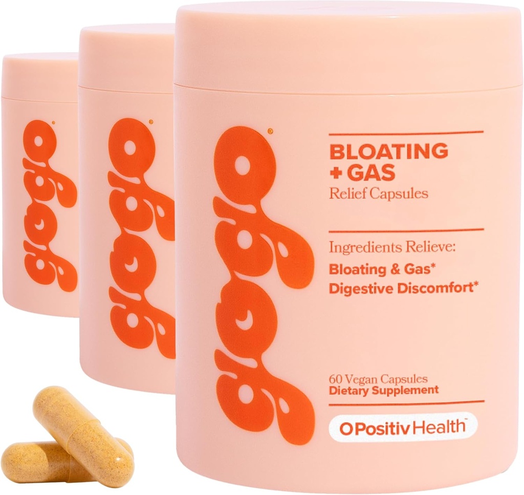 GOGO Bloating & Gas Digestive Relief, 30 Servings (Pack of 3) - добавки с пищеварительными ферментами, бромелайном, корнем имбиря и расторопшей молока - поддерживает вспучивание и уменьшает удержание воды
