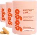 GOGO Bloating & Gas Digestive Relief, 30 Servings (Pack of 3) - Tillägg med Digestive Enzymes, Bromelain, Ginger Root, & Milk Thistle - Stöder uppblåst lindring och minskar vattenretention