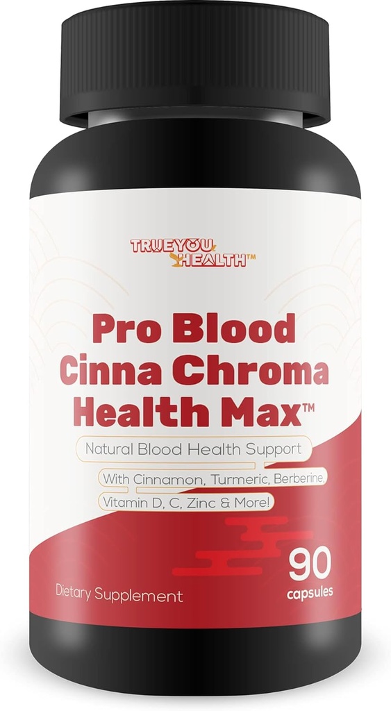 Pro Blood Cinna Chroma Health Max - תמיכה טבעית לבריאות הדם עם Cinnamon, Turmeric, Berberine, ויטמין D, ויטמין C, Zinc & More - קידום הבריאות בדם משופר