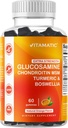 Vitamatic Extra Strength Glucosamine Chondroitin Gummies with MSM, Turmeric & Boswellia – 60 Pectin-Based Gummies Advanced Joint Support Formula – Sugar-Free, Non-GMO, Gelatin-Free