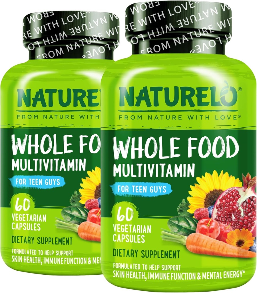 NATURELO Gənc Multivitamin - Həmkarlar üçün bütün Food Multivitamin - Bitki Ekstraktları - Qeyd-GMO - Vegan & Vegetarian - 60 Kapsüller (Böyük 2)