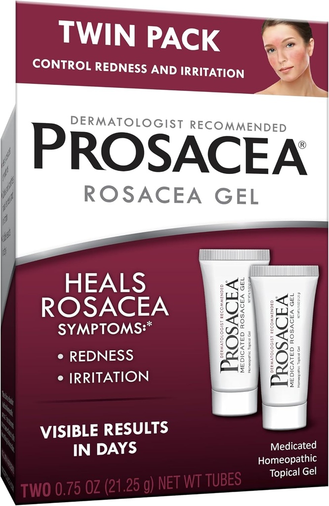 Prosacea - 面部用药的Rosacea治疗 - 治疗Rosacea 红肿、小便和刺激的症状 - Fragrance Free - Twin Pack - 2 0.75oz Tubes (1.5oz 共计)