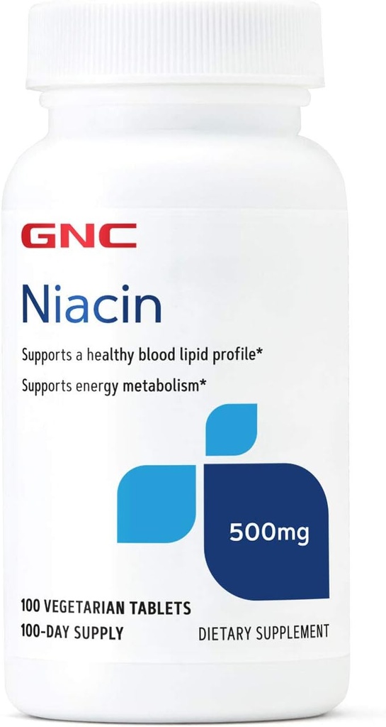 GNC Niacinas 500mg, 100 tablečių, Palaiko kraujagyslių sveikatą