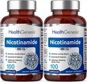 B-3 Nikotinamid 500 mg 100 Caps 2 Pack - Nicotinic Amide Niacin Natural Flush-Free Vitamin Formel - Stöder hudcellhälsa