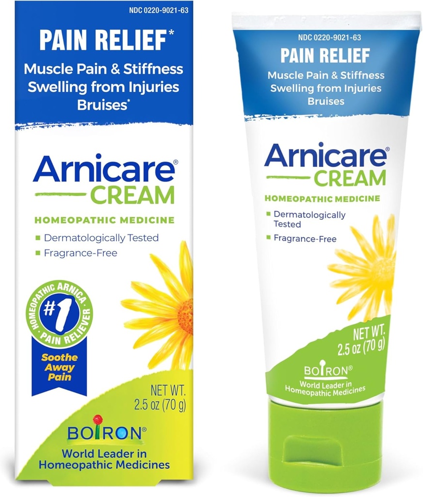 Boiron Arnicare Creme Natürliches beruhigendes Relief für Gelenkschmerzen, Muskelschmerzen, Schwellung, Soreness und Stiffness - Fast Absorbieren und Duftfrei - 2,5 Unzen