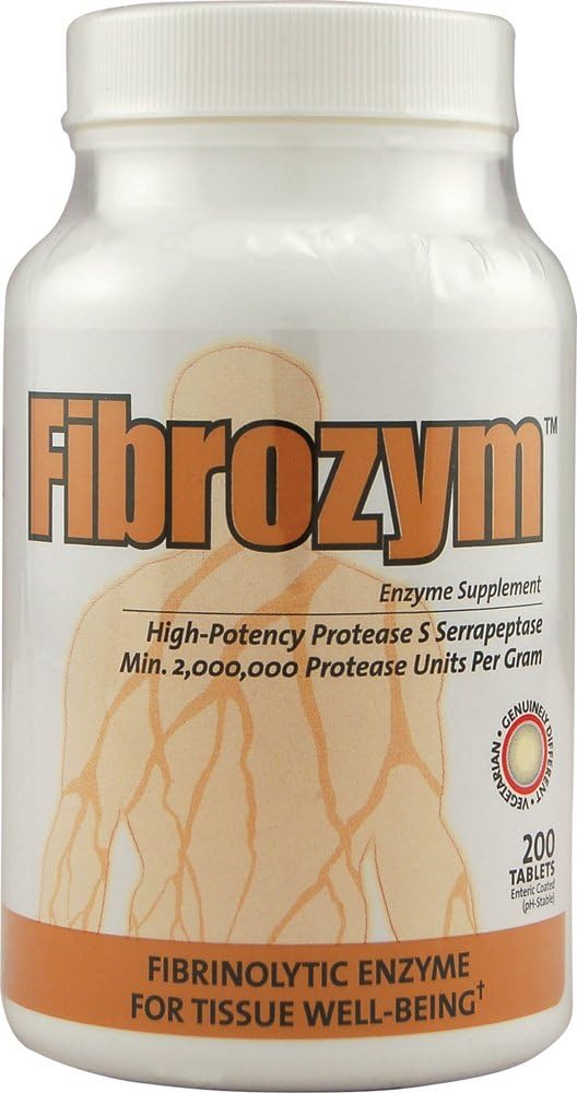 Natural Vitaminas Fibrozym Protease Suplemento sistémico con Serratiopeptidase, 200 Tablets, N10051