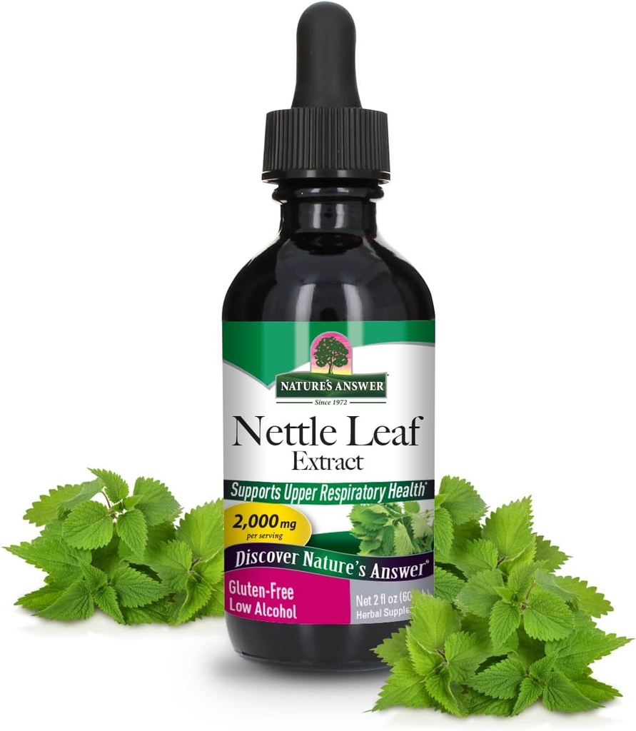 Naturaren erantzuna Alkohol organikoko Nettle Leaf, 2-Fluid Ounces | Herbal Supplement | Sustatzen du Immune Heath | Non-GMO, Kosher, Gluten-Free