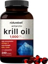 NatureBell Antarctic Krill olio 1000mg supplemento, 240 Softgels, Fonte naturale di Omega-3s, EPA, DHA e Astaxantina - No Aftertaste - Support Heart Health, Mercury Free & Non-OGM