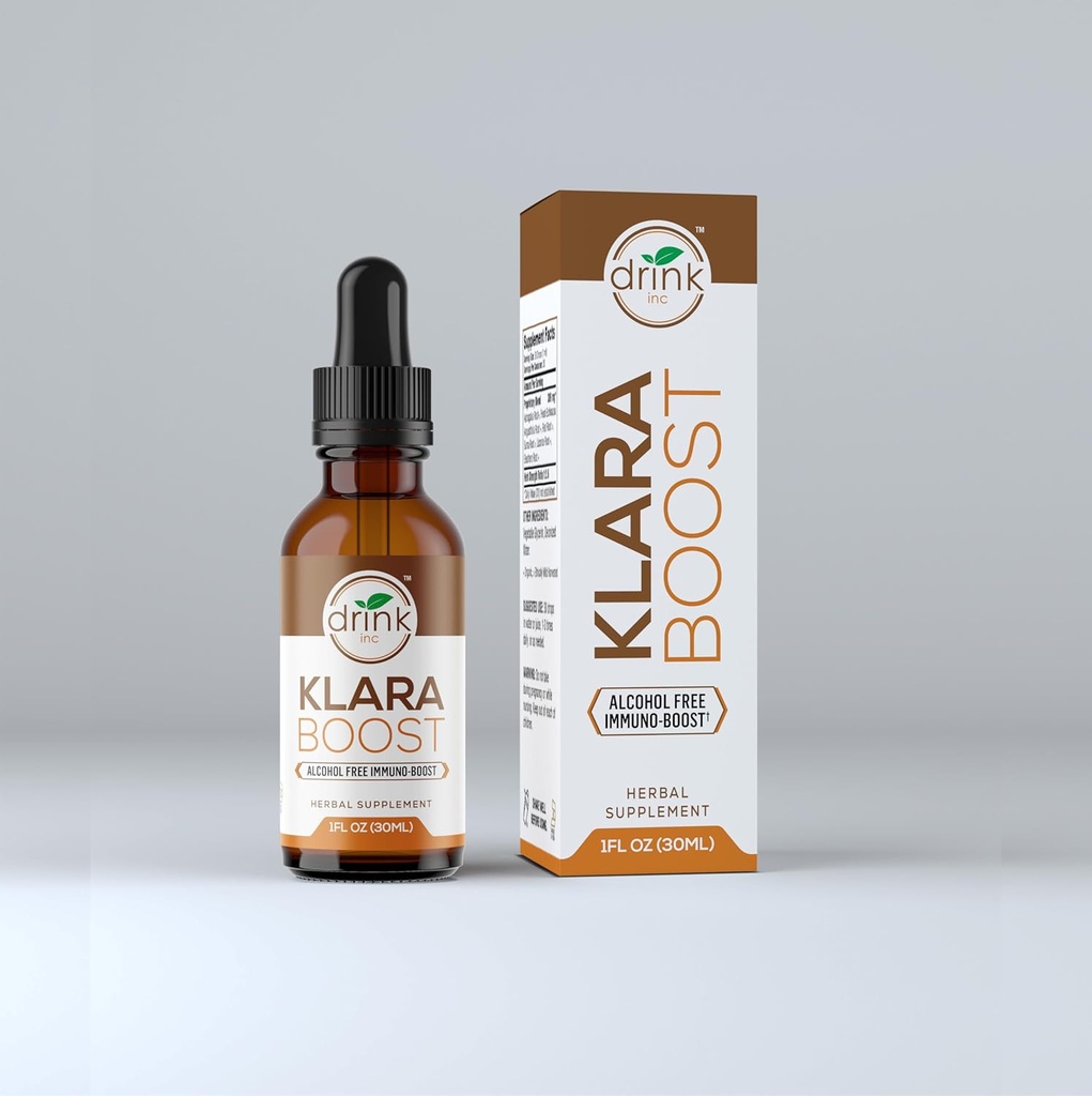 Klara Boost by Drink Inc. (Alta Potency Alcohol Free Immuno-Boost) 30ML Herbal Supplement (Suplemento de ervas) Feito de Ingredientes Naturais 100% Orgânicos e Eticamente Selvagens