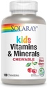 SOLARAY Kindervitaminen & mineralen Complete Multivitamine voor kinderen Grote zwarte kersensmaak (076280047974) (120 Kauwgom, 60 Serv)