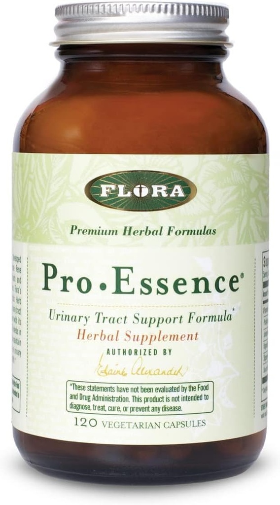 Flora - Herbal Supplement - Pro-Essence, Prickly Ash, Junner Berry, Burdock Root, Slippery elm, Vegan, 120 Kapsler