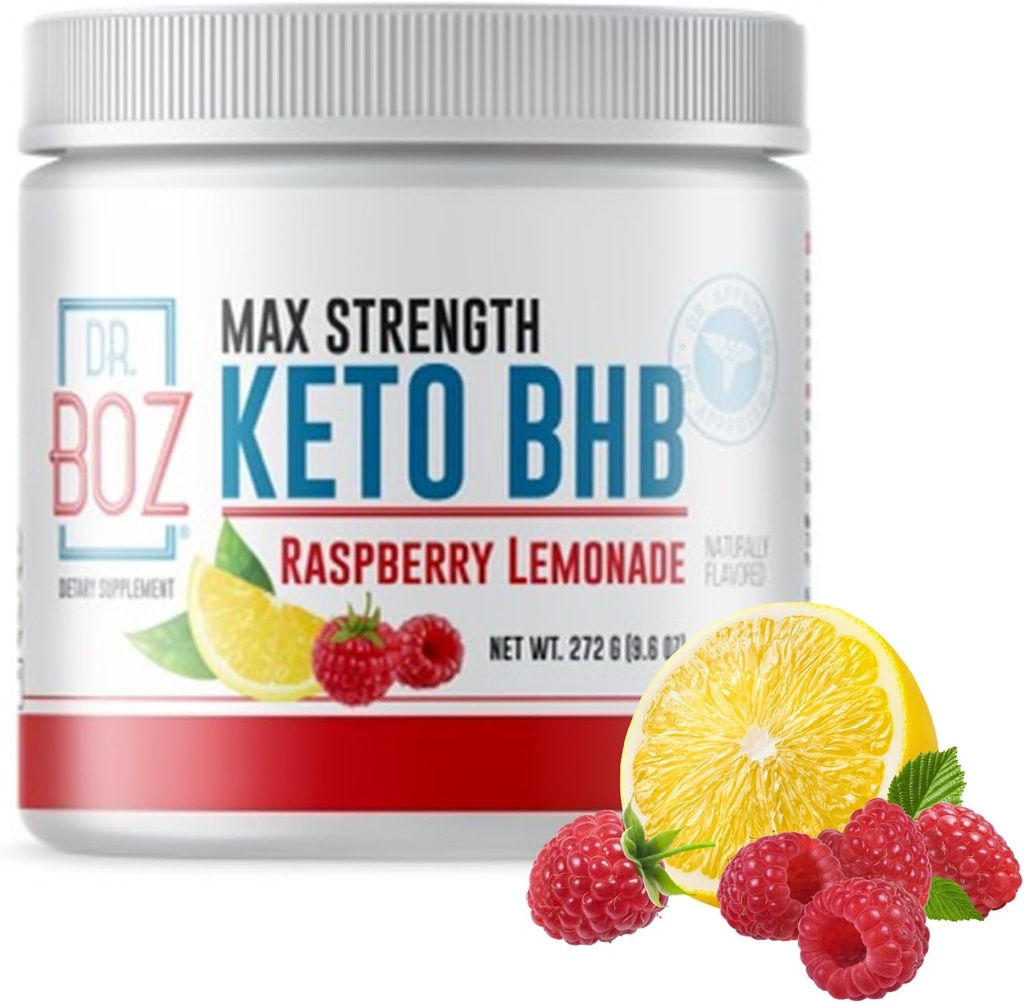 Dr. Boz - Keto BHB Allice - Rapberry Lammonade 20 การให้บริการ - Ketones เครื่องดื่ม - เพิ่มพลังงานและลดความอ้วน - Ax December December Supplement - คุณภาพทดสอบ - คุณภาพที่ผลิตใน USA - 9.6oz (2726).
