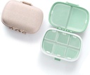 MEACOLIA 2 Pack 8 Compartments Travel Pill Organizer Box Влагозащитена кутия за Pocket Purse Daily Pill Container for Medicine Vitamin (Cyan & Khaki)