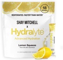 Hydralyte Shay Mitchell Aşağı Sugar Rapid Rehidrasiya - Lightly Sparkling Electrolyte Toz Packets, Limon Squeeze | Travel Essential - Workout Essential - Recovery Toz (18 Count)