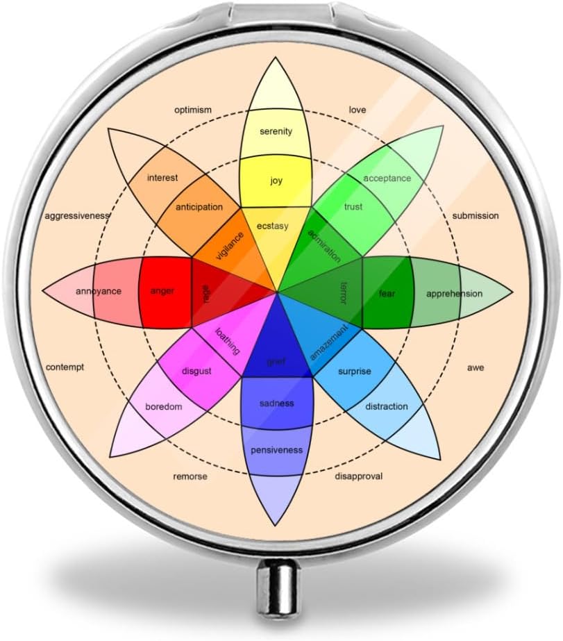 感情の車輪の丸薬のポケット小さい円形の丸薬箱の装飾的な箱の金属の薬のビタミンの丸薬のオルガナイザーの携帯用独特なギフト、19.68in/50cmの銀6
