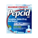 Pepcid AC Maximum Strength Heartburn Relief Tablets, OTC Medicine Prevents & Relieves Heartburn & Acid Reflux Due to Acid Indigestion, 20mg Famotidine Acid Reducer, ICY Cool Mint, 40 ct