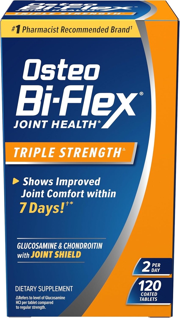 Osteo Bi-Flex Triple Putere (5), Glucosamină Chondroitin cu vitamina C supliment comun de sănătate, comprimate filmate, 120 Conte