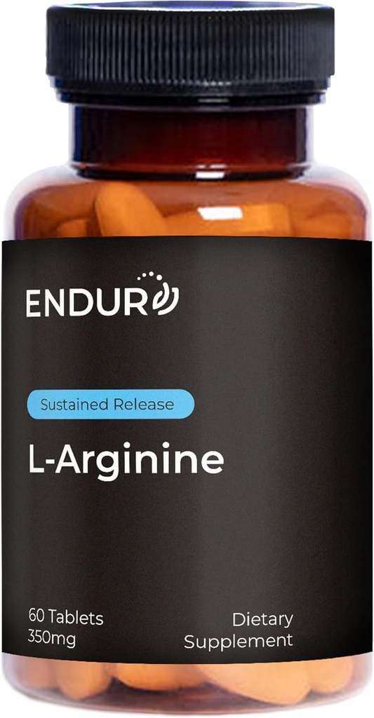 Endur L-Arginină Supliment, Ajuta la sustinerea sanatatii de flux de sange si functia inimii, exercitii de performanta si sanatate imuna, Gluten gratuit, 350 mg (60 comprimate)