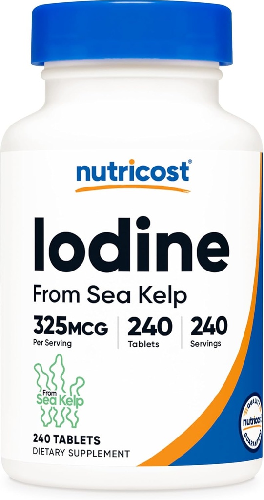 Nutricost Iodine (바다 Kelp에서 자연 면역) 325mcg, 240 정제 - 비 GMO, 글루텐 무료
