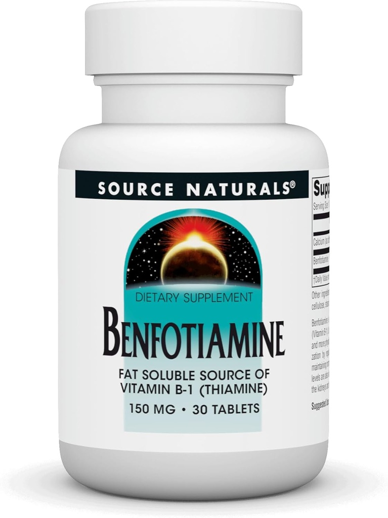 Source Naturals: Benfotiamiini, rasvaliukoinen B-1-vitamiinin lähde (Thiamiini) 150 mg 30 tabletti