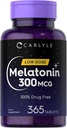 Carlyle Melatonin 300 mcg ебать 365 таблетки Low Dose Vegetarian, Non-GMO, клейковина безкоштовно