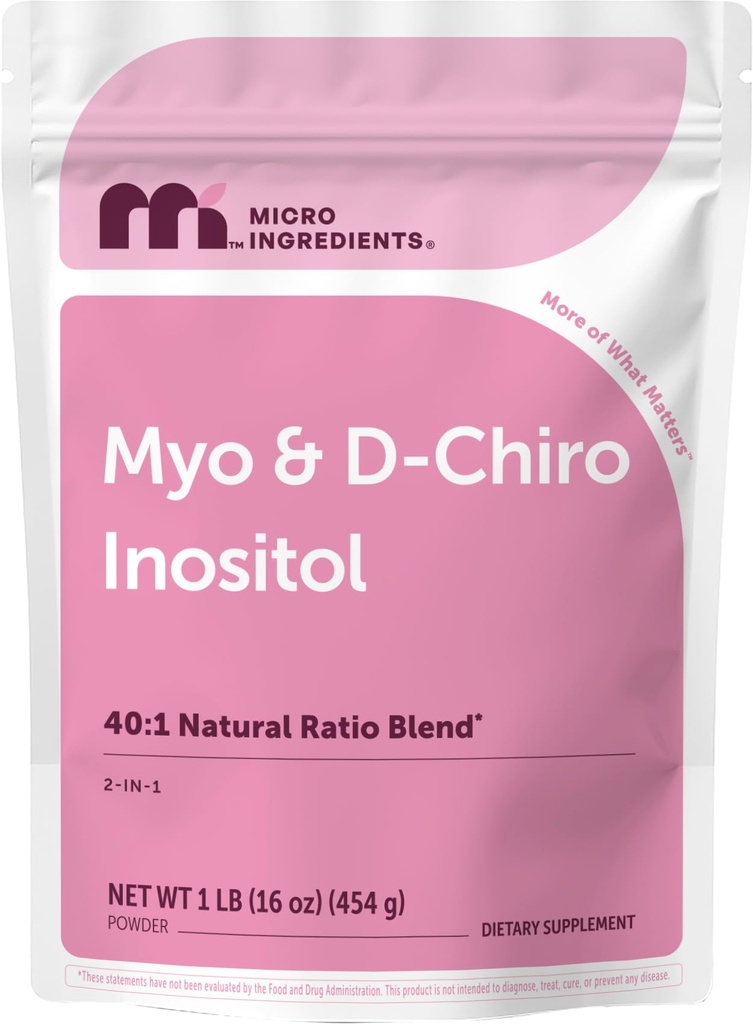 Micro Ingredients Myo-Inositol & D-Chiro Inositol Powder 1lb, 221 Servings | 40:1 Ideal Ratio Inositol Supplement for Women* | Support Hormonal Balance & Ovarian Health* | Non-GMO, Vegan, Filler-Free