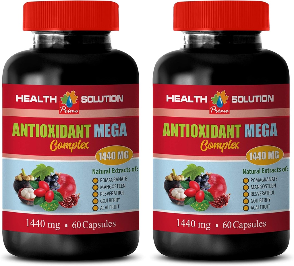 antioxidant komplexní doplněk - ANTIOXIDANT MEGA COMPLEX 1440 MG - Mangosteen extrakt, antioxidant nutriční doplňky, brusinkový granátový mangosteen, detox a čištění 2 Lahvičky 120 Kapsle