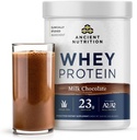 Ancient Nutrition Grass Fed Whey Protein, Milk Chocolate, 23g Protein, 20 Servere, Hydrolyzed Collagen Peptider, Organic Regenerative A2 / A2 Milk Protein
