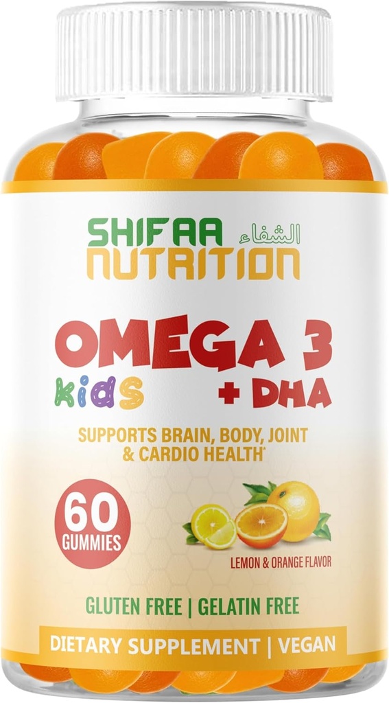 Omega 3 Gummies w/DHA 30 Servizos. Omega 3 baseado en plantas para nenos.Gluten gratis e non-GMO DHA Gummies. Omega 3 para nenos Omega 3 nenos soportan o cerebro e o sistema inmunitario