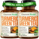 Turmeric Curcumin Supplement with Green Tea Extract (ECGC) & Vitamin C for Joint Health, Energy & Inflammation Balance - Organic Tumeric Curcumin with Black Pepper - Gluten-Free, Non-GMO. 2-Pack