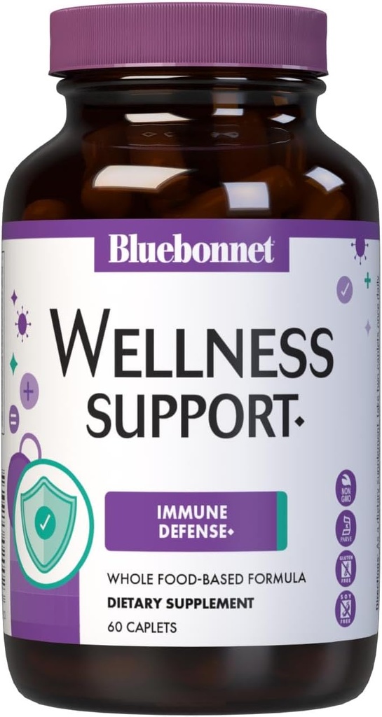 Bluebonnet Nutrition Targeted Choice Wellness Support, Immune Defense Whole Food-Based Formula, Sezonska podpora, Soy-free, Gluten-free, Kosher, Non-GMO, Dairy-free, Vegetarian, 60 Caplets, 30 Serving