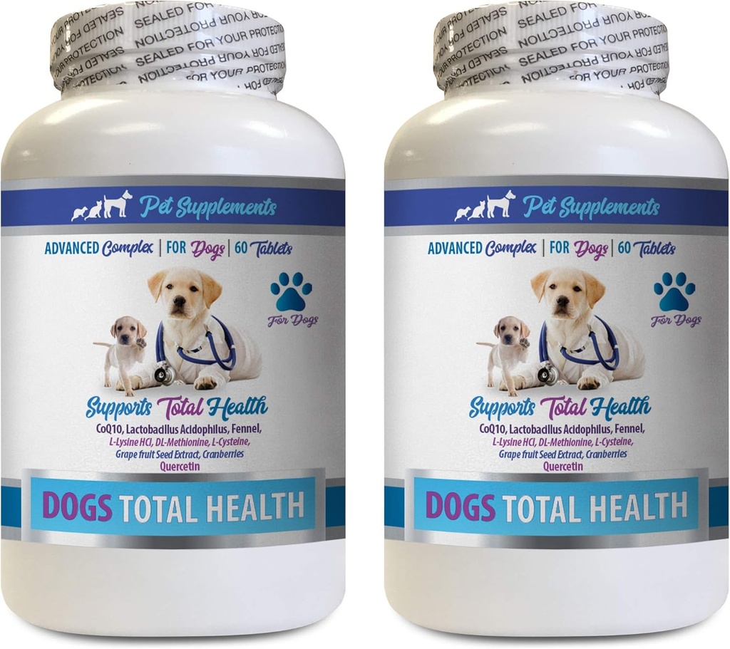 PET SUPPLEMENTS & NUTRITION LLC Hundezahnhygiene - Hunde Total Health Control - Immununterstützung - Haarhautnägel Oral Eye Health Formula - Oral Calcium for Dogs - 2 Flaschen (120 Treats)