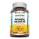 Amazing Omega Norwegian Cod Liver Oil 1000 Mg 250 Softgels | Lemon Flavor