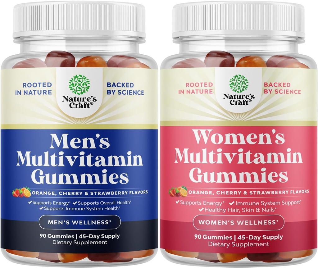 Svazek denně Mens Multivitamins Gummies se zinkem a biotin pro energii a imunitu a denní multivitamin pro ženy Gummy - Gummy Vitamins pro zdraví a wellness - Non- GMO gluten zdarma & Halal