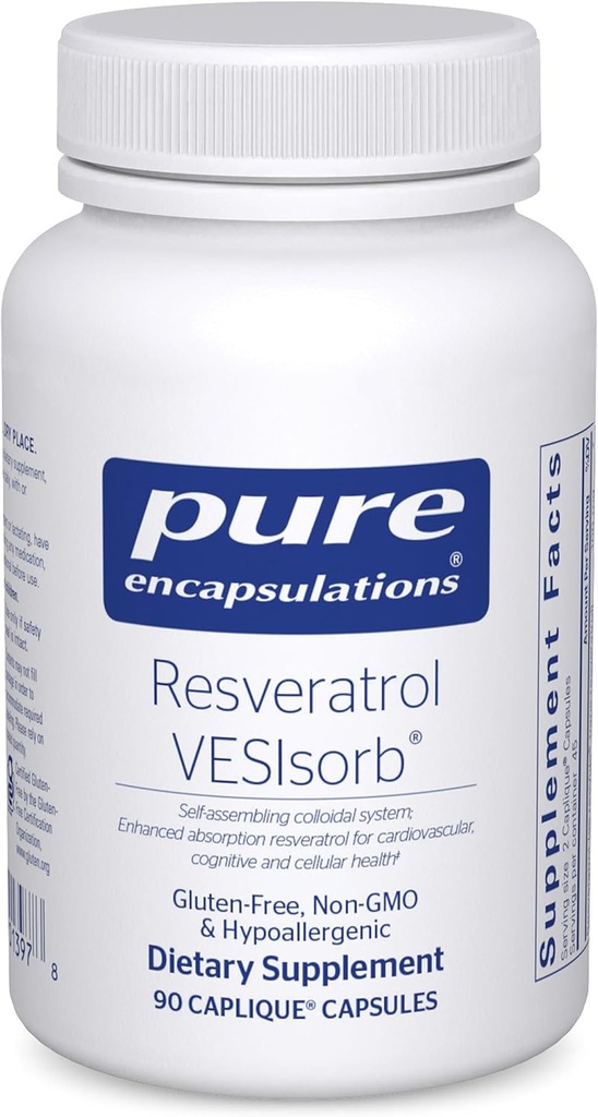 Pure Encapsulations Resveratrol VES- Sorb) 124; Hypoallergén Support for Cellular and Cardiovascularis Health * - 124; 90 Capsules