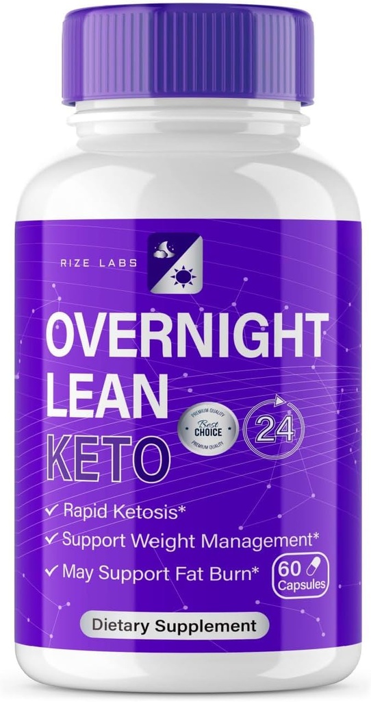 rize labs Overnight Lean Keto Capsules - Overnight Lean Weight Loss Keto Pills Support Maximum Strength Formula Keto+ACV Supplement Reviews Over Night Pastilla (60 Capsules)