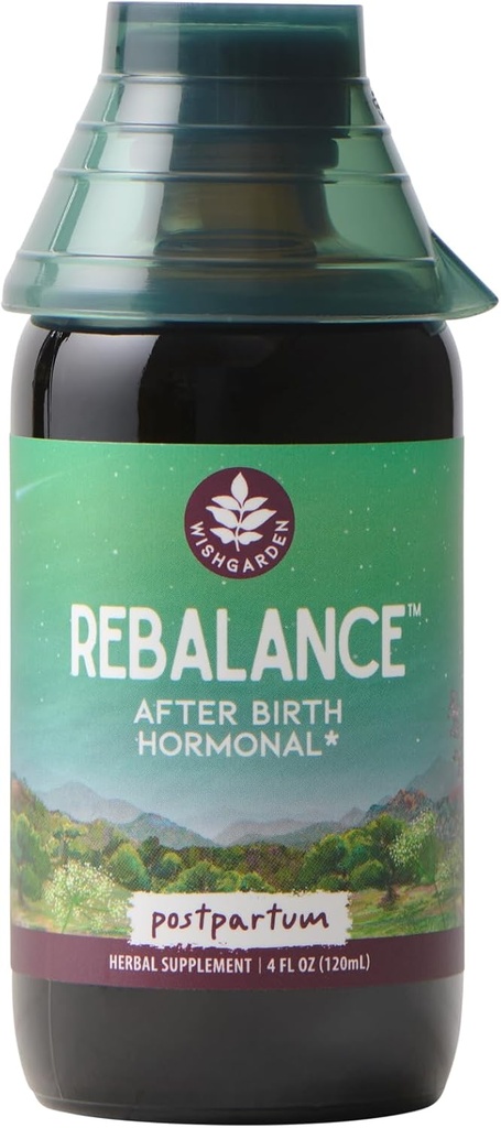 WishGarden Herbs ReBalance After Birth Hormonal - Suplemento Herbal de base vegetal con Vitex Berry &amp; Motherwort Supports Healthy Postpartum Hormone Levels and Postnatal Hormone Balance, 4oz